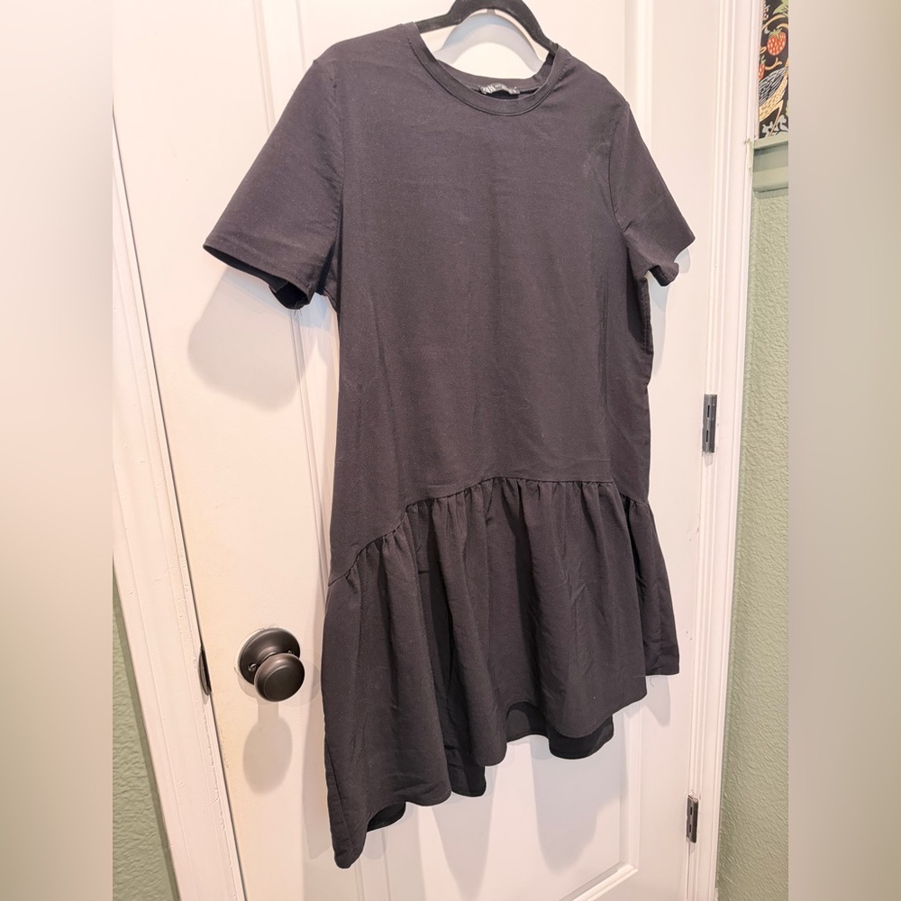 Zara Black Short-Sleeve Dress Size Small - Picture 3 of 6